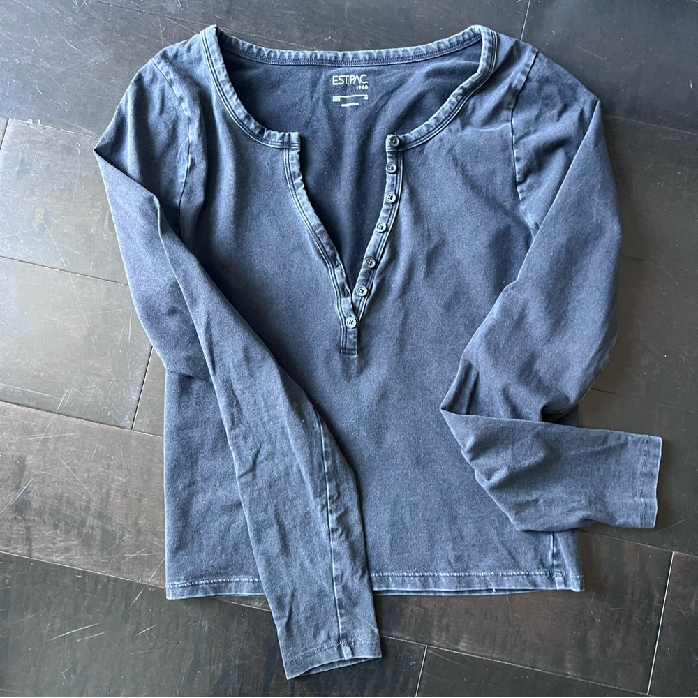 PacSun Black Long Sleeve Henley Shirt